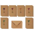 O balão de ar colorido do coração projeta o amor Brown Kraft Valentine Paper Greeting Cards